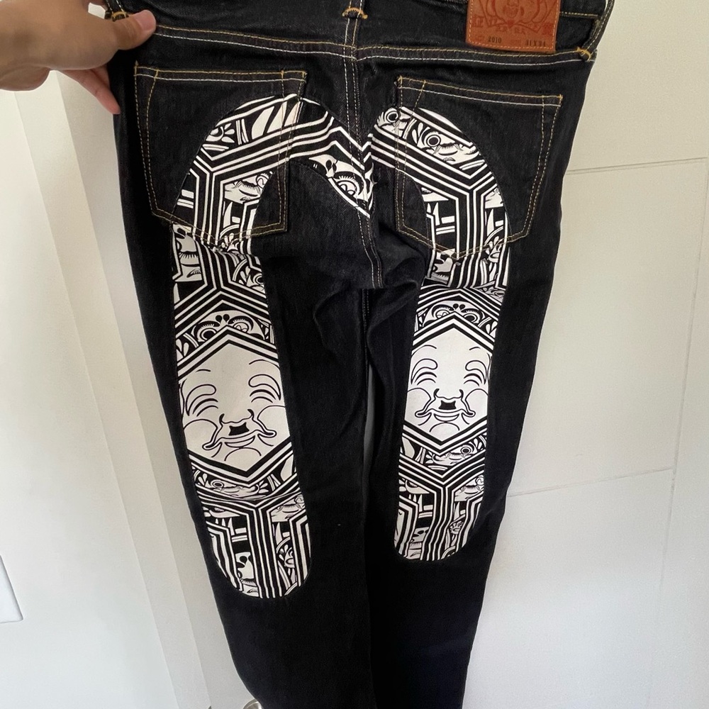 Evisu Black Graphic Men Jeans